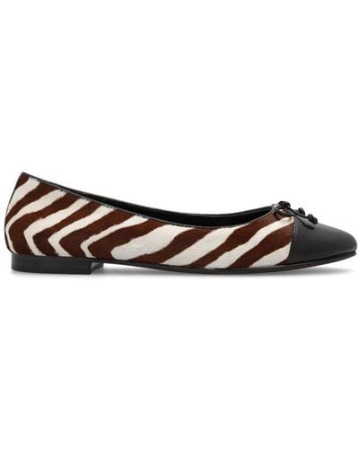 Tory Burch Zebra-pattern Bow Detailed Ballerina Shoes - Multicolor