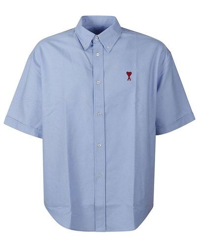 Ami Paris Logo Heart Short-sleeved Shirt - Blue