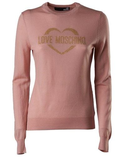 Love Moschino Logo Printed Knit Sweater - Pink