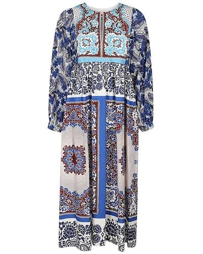 Weekend by Maxmara All-over Patterned Crewneck Dress - Blue