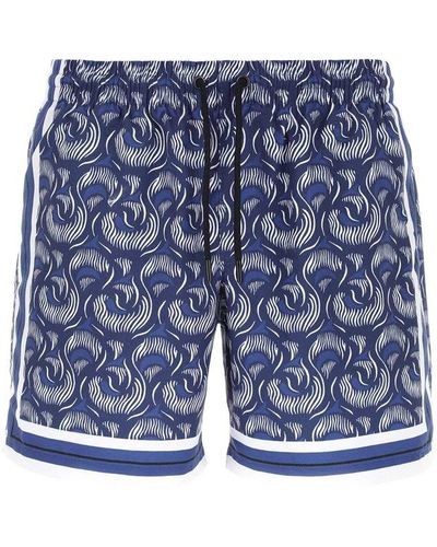 Dries Van Noten Graphic Print Drawstring Swim Shorts - Blue