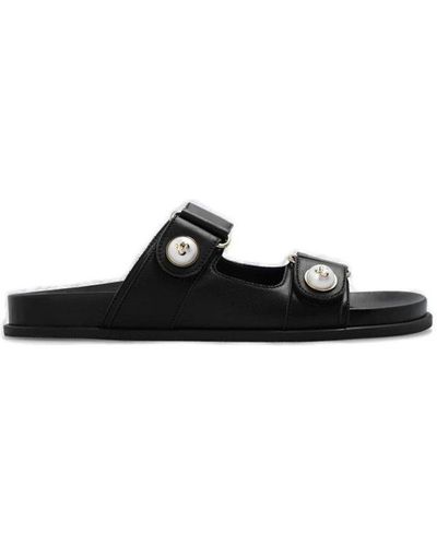 Jimmy Choo Fayence Pearl-embellished Slip-on Sandals - Black