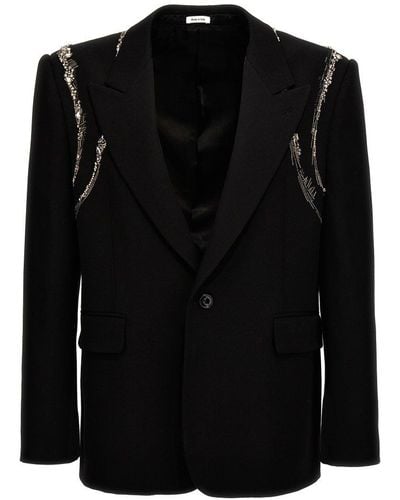 Alexander McQueen 'Crystal Harness' Blazer - Black