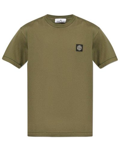 Stone Island T-shirt With Logo Patch, - Green