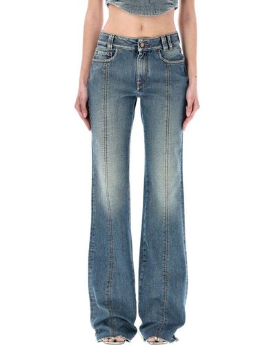 Alessandra Rich Slim Fitted Flared Denim Jeans - Blue