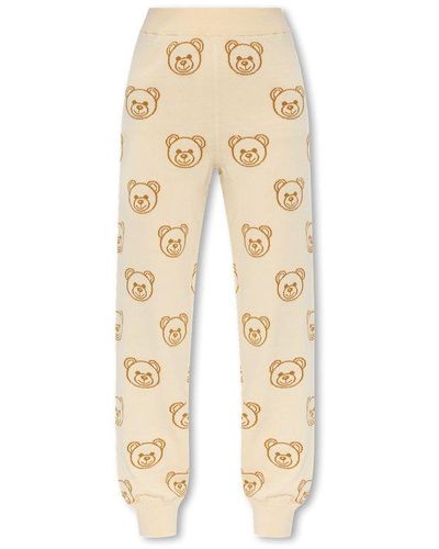 Moschino Bear Wool Trousers - Natural