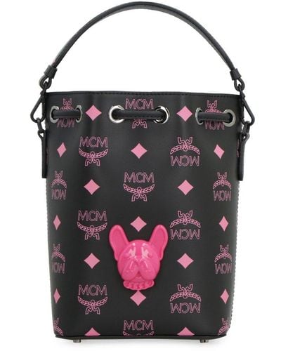 MCM M Pup Drawstring Mini Bucket Bag - Black