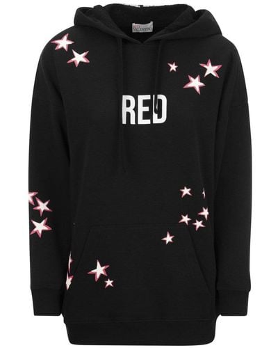 RED Valentino Red Star Print Drawstring Hoodie - Black