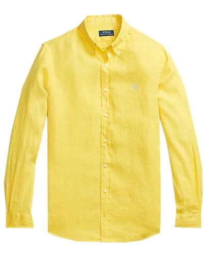 Polo Ralph Lauren Logo Embroidered Long-sleeved Shirt - Yellow