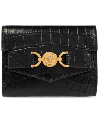 Versace Leather Wallet, - Black