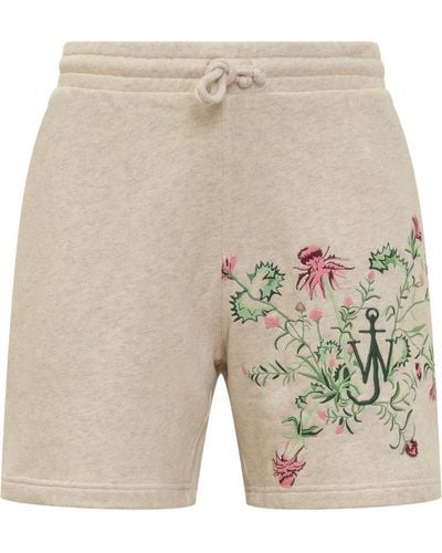JW Anderson Short Pants With Embroidery - Natural