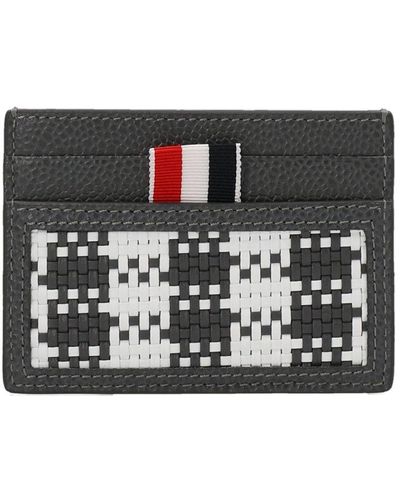 Thom Browne Woven Leather Card Holder - Black
