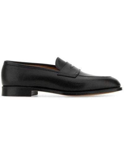 Edward Green Almond Toe Slip-on Loafers - Black