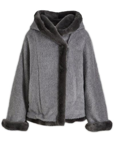 Alberta Ferretti Oversized Hooded Jacket - Grey