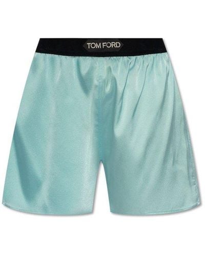 Tom Ford Logo-waistband Shorts - Blue