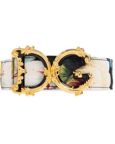 Dolce & Gabbana Belt With Floral Motif, - Metallic