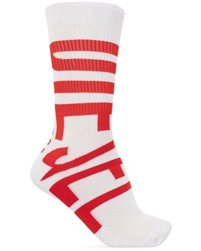 DIESEL Skm-ray Logo Intarsia Knitted Socks - Red