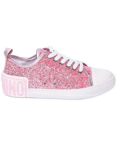 Moschino Glitter-embellished Low-top Trainers - Pink