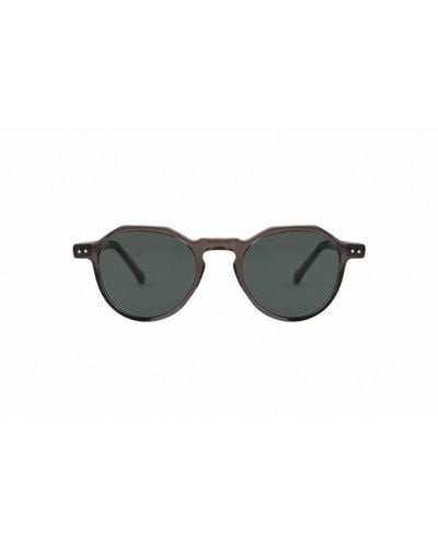 Lesca Icon Round Frame Sunglasses - Black