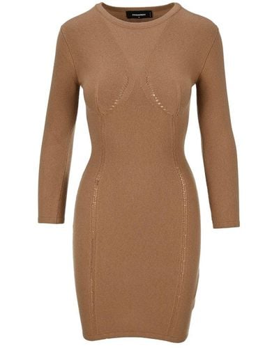 DSquared² Fitted Knitted Dress - Brown