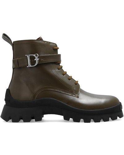 DSquared² Leather Combat Boots - Brown