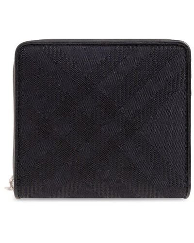 Burberry Checked Wallet, - Black