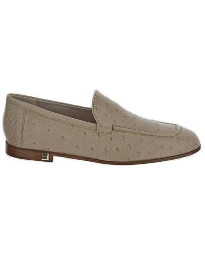 Max Mara Almond Toe Slip-on Flat Shoes - Grey