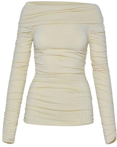 Khaite Cashmere Top In An Ivory Viscose Blend - Natural