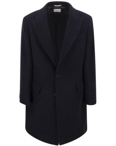 Brunello Cucinelli Virgin Wool Double Cloth Coat - Blue