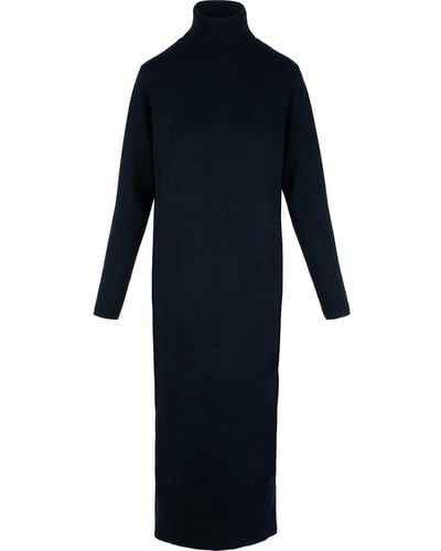 Allude Turtleneck Knitted Maxi Dress - Blue