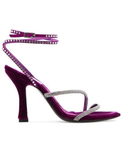 3Juin Embellished Velvet Sandals - Pink