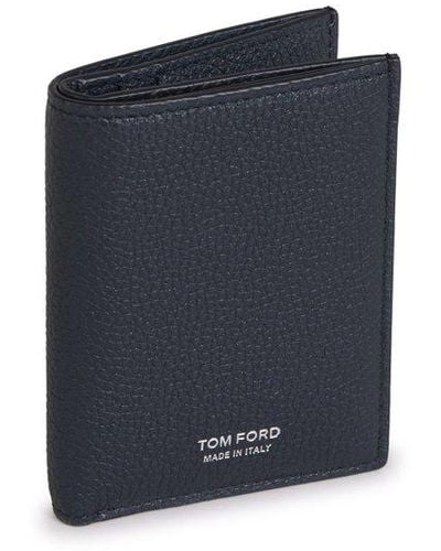 Tom Ford Leather Folding Card Holder - Blue