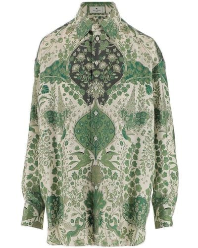 Etro Graphic Print Button-up Shirt - Green