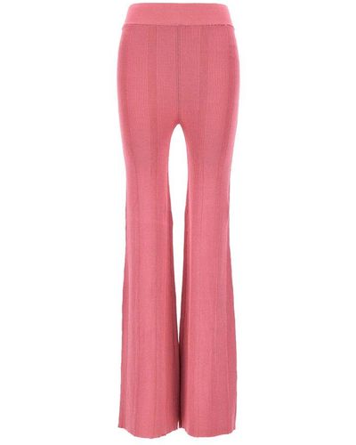 REMAIN Birger Christensen Ribbed Knit Straight Leg Trousers - Pink