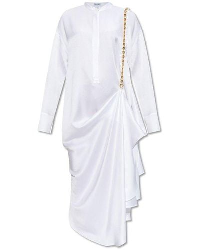Loewe Chain-detail Silk Shirt Dress - White