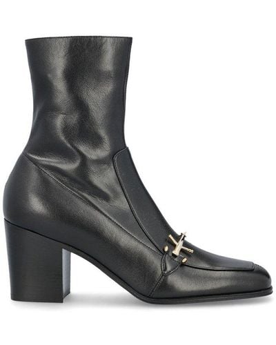 Saint Laurent Beau Square Toe Boots - Black