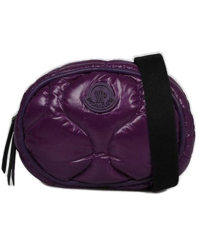 Moncler Logo Patch Zip-up Shoulder Bag - Purple