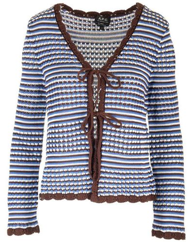 A.P.C. Cotton Crochet Cardigan - Blue