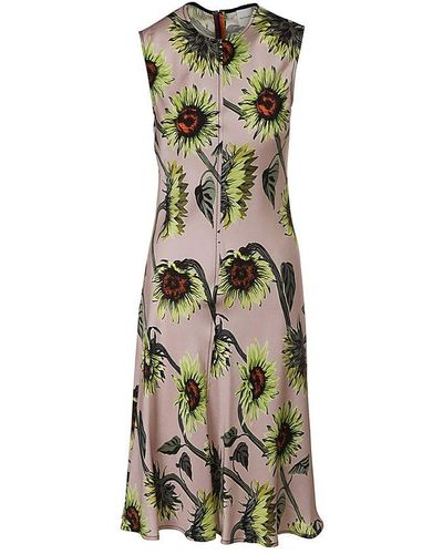 Paul Smith Sleeveless Sunflower Printed Midi Dress - Pink