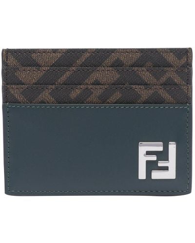 Fendi Ff Squared Card Holder - Blue