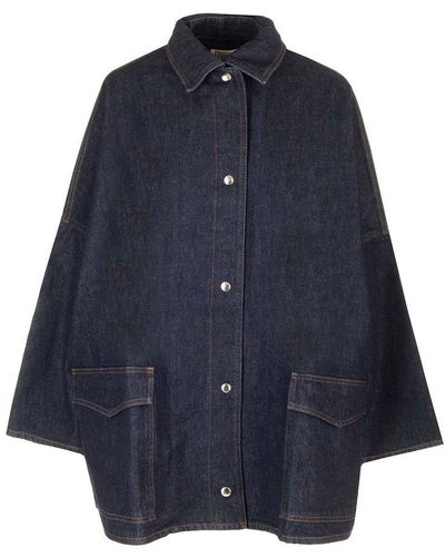 Totême Long Sleeved Buttoned Denim Jacket - Blue
