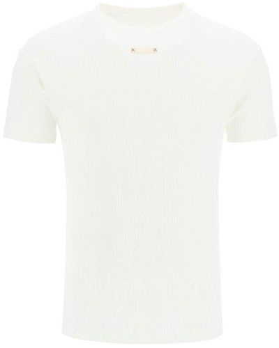 Maison Margiela Logo Patch Knitted T-shirt - White