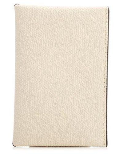 Valextra Buttoned Logo Stamped Card Holder - White
