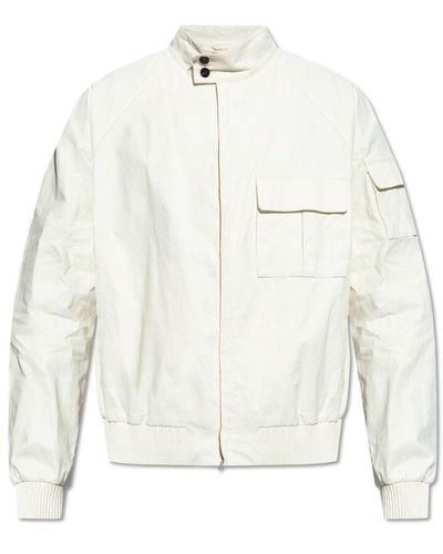 Ferragamo Jacket With A Stand-up Collar, - White