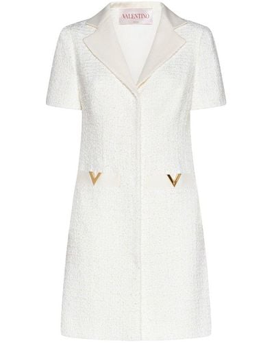 Valentino Logo Plaque Short-sleeved Mini Dress - White