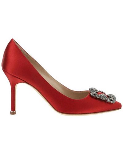 Manolo Blahnik Hangisi Pointed-toe Court Shoes - Red