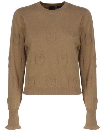 Pinko Jumper With Logo Details - Natural