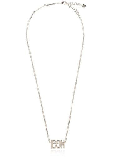DSquared² Icon Charm Detailed Necklace - White