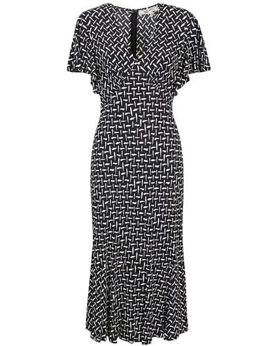Diane von Furstenberg V-neck Short-sleeved Dress - Black