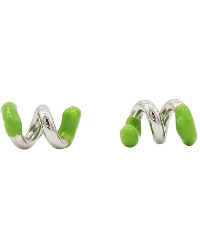 Sunnei Fusillo Logo Engraved Earrings - Green